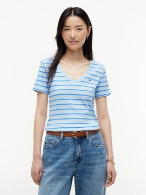 Striped V-Neck Favorite T-Shirt, Rain Dance Multi