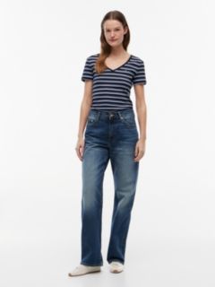 Striped V-Neck Favorite T-Shirt — Navy Multi 2