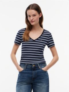 Striped V-Neck Favorite T-Shirt — Navy Multi 1