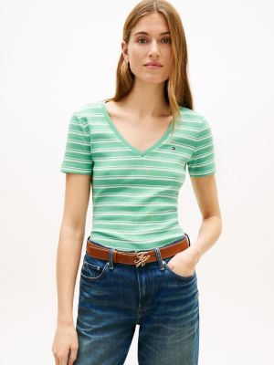 Striped V-Neck Favorite T-Shirt, Fort Green Multi