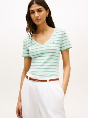 Stripe V-Neck Favorite T-Shirt, Minty Essence Multi