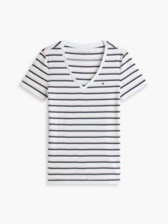 Striped V-Neck Favorite T-Shirt — Optic White 5