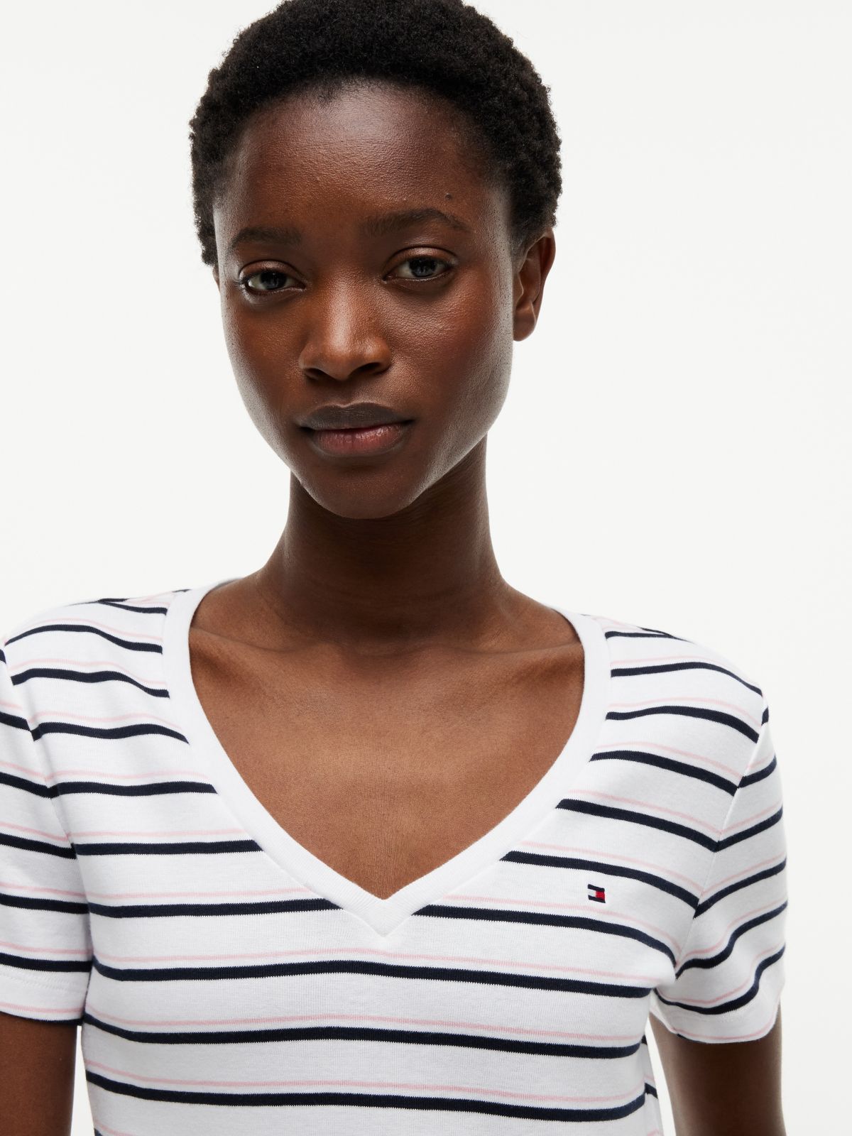 Striped V-Neck Favorite T-Shirt — Optic White