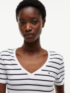 Striped V-Neck Favorite T-Shirt — Optic White 3