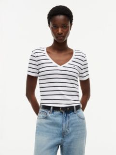 Striped V-Neck Favorite T-Shirt — Optic White 1
