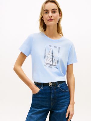 Sailboat Graphic T-Shirt, Light Blue