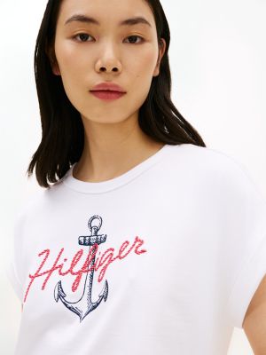 Женские футболки Tommy Hilfiger Hilfiger Anchor Logo Dolman T-Shirt — фото 2