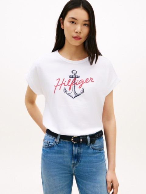 Женские футболки Tommy Hilfiger Hilfiger Anchor Logo Dolman T-Shirt