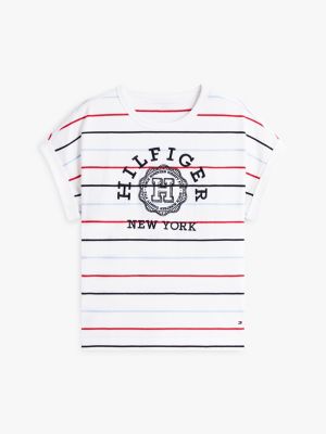 Женские футболки Tommy Hilfiger Arch Logo Striped Dolman Sleeve T-Shirt — фото 5