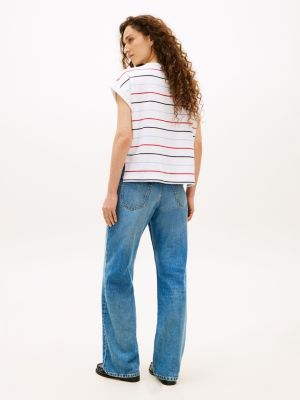 Женские футболки Tommy Hilfiger Arch Logo Striped Dolman Sleeve T-Shirt — фото 4