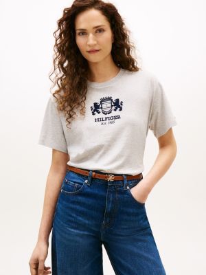 Hilfiger Crest Logo T-Shirt, Grey Heather