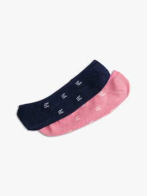 Allover Monogram No-Show Sock 2-Pack, Petal Red/Multi