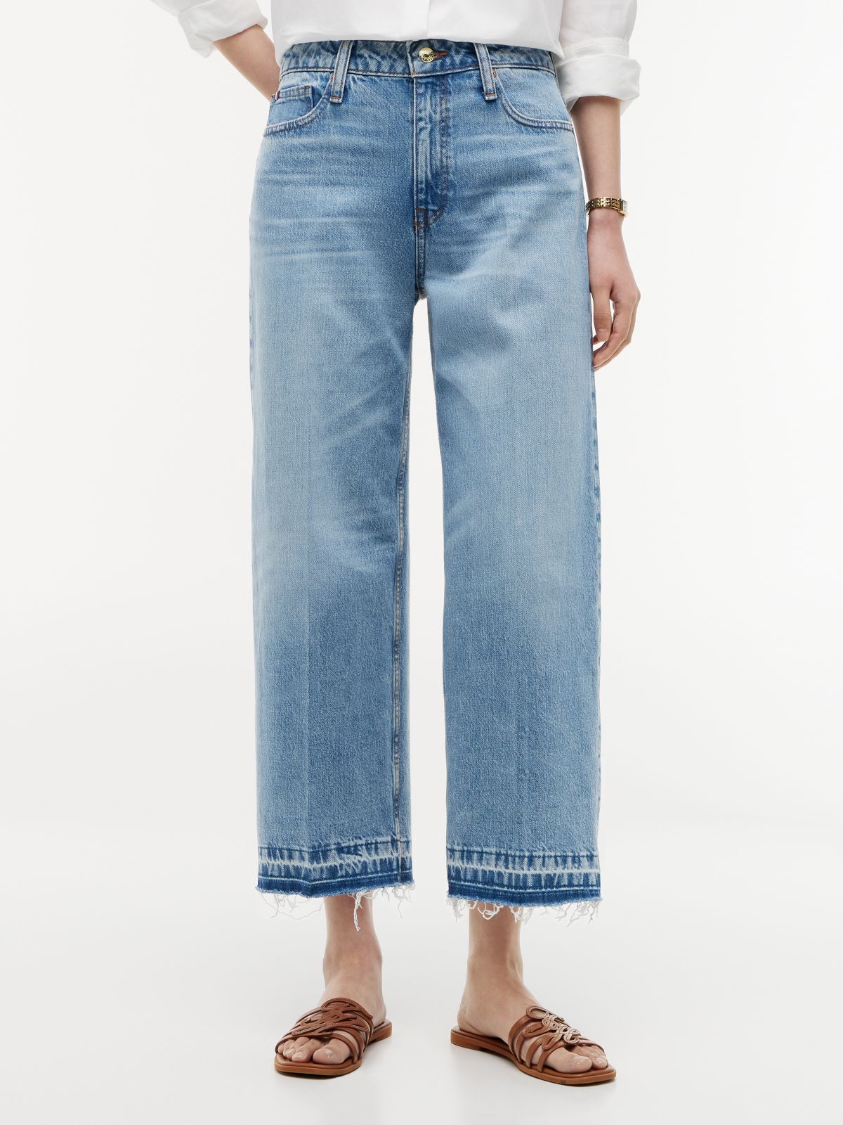 High-Rise Cropped Wide Leg Jean — Medium Wash