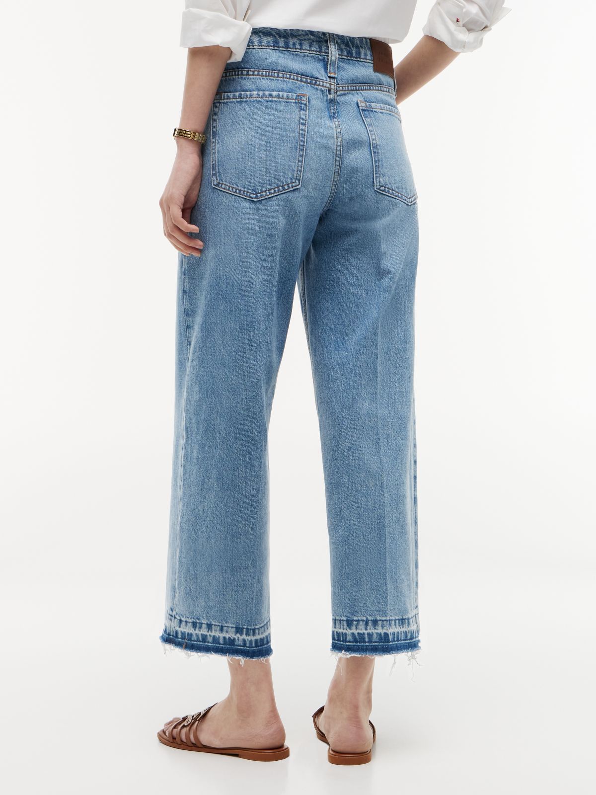 High-Rise Cropped Wide Leg Jean — Medium Wash