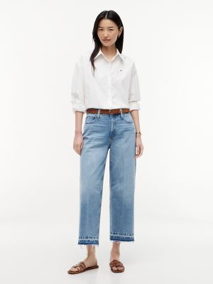 High-Rise Cropped Wide Leg Jean, Medium Wash