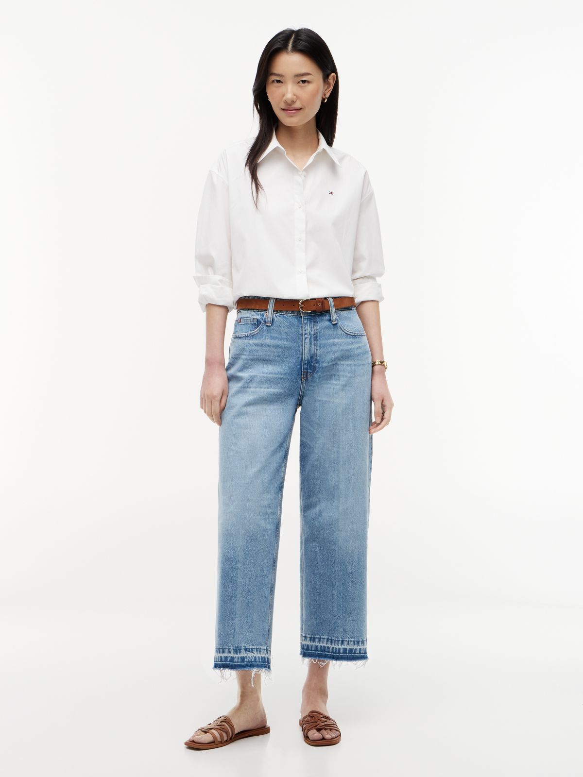 High-Rise Cropped Wide Leg Jean — Medium Wash