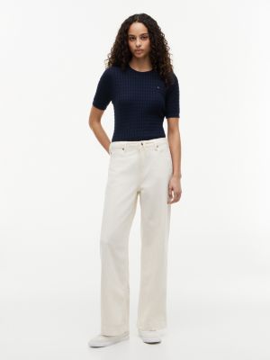 Pull-On Wide Leg Jean, Eggshell