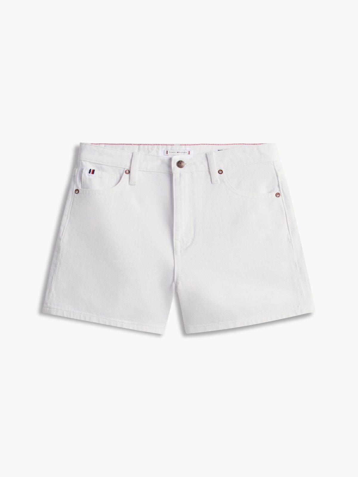 High-Rise Denim Flare Short — White Denim