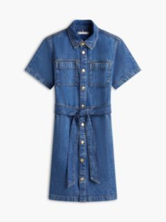 Belted Chambray Utility Shirtdress — Medium Wash 5