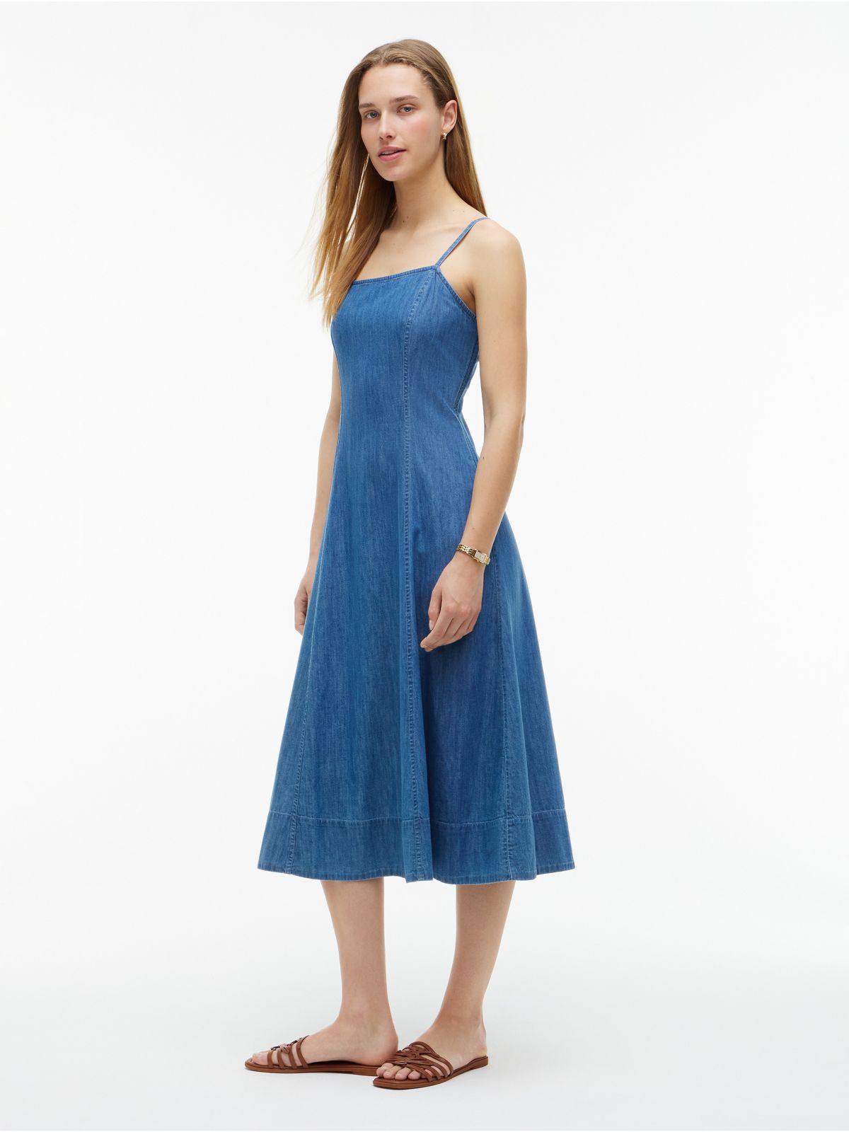 Lightweight Denim Maxi Dress — Medium Wash