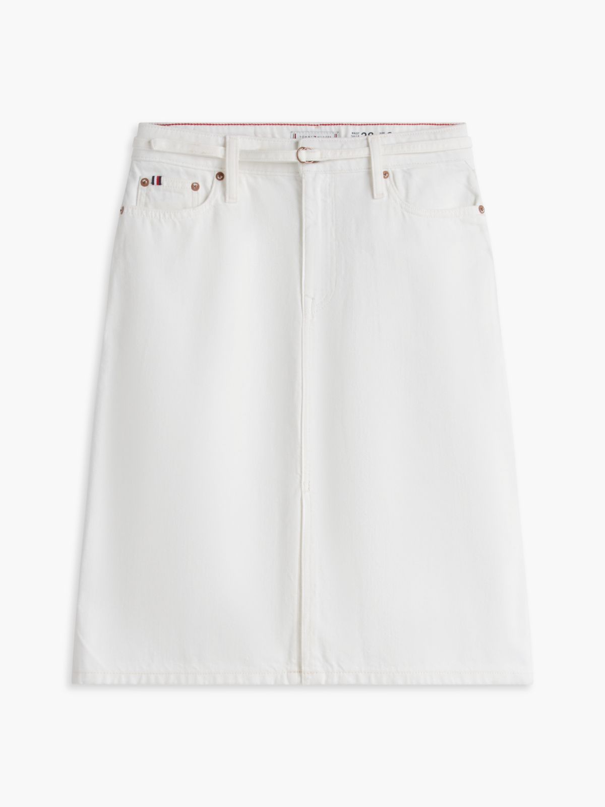 Belted White Denim Skirt — White Denim