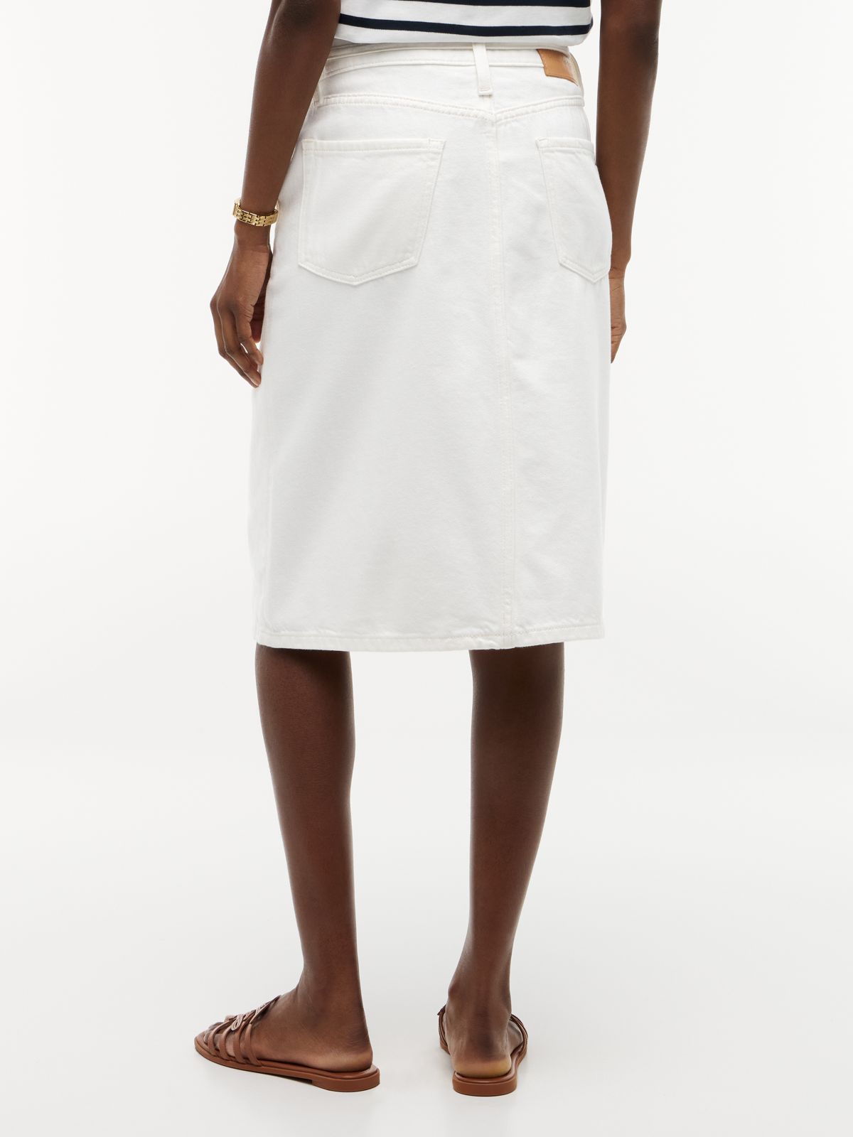 Belted White Denim Skirt — White Denim