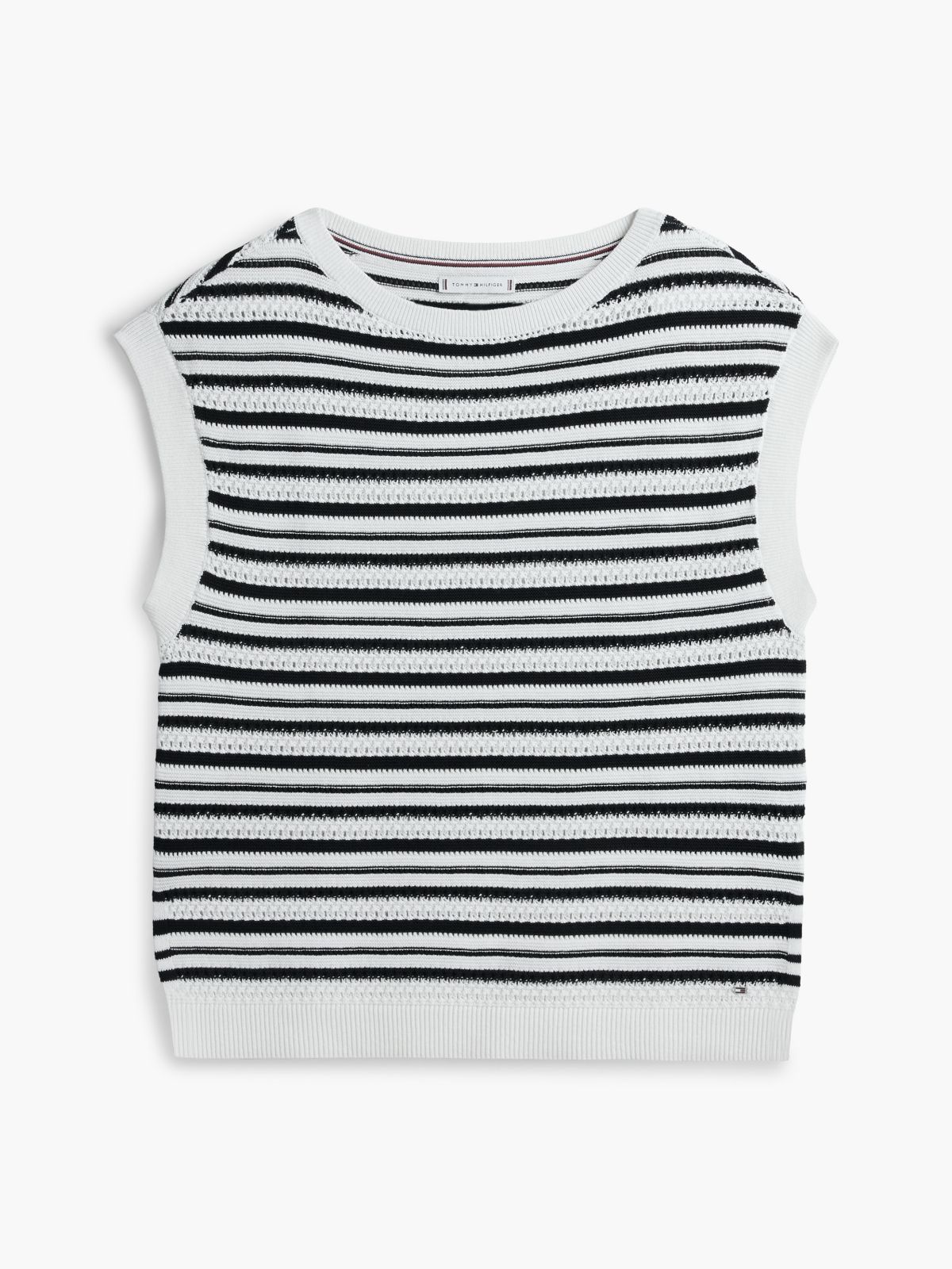 Striped Crochet Sweater — Ivory Silk