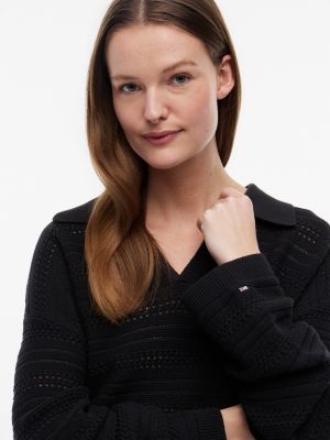 Женские свитеры Tommy Hilfiger Relaxed Fit Crochet Sweater Polo — фото 3