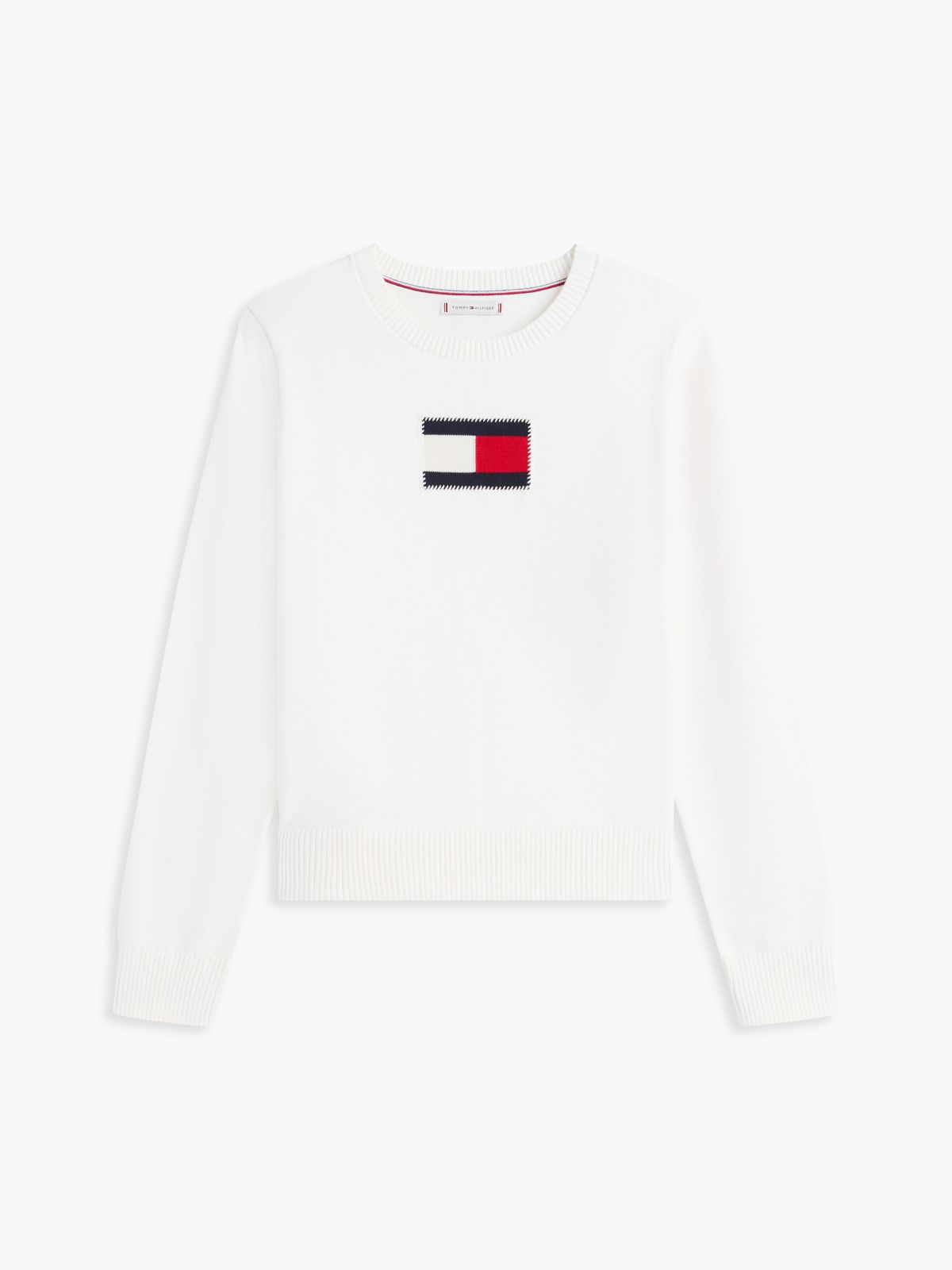 Intarsia Flag Logo Sweater — Ivory Silk