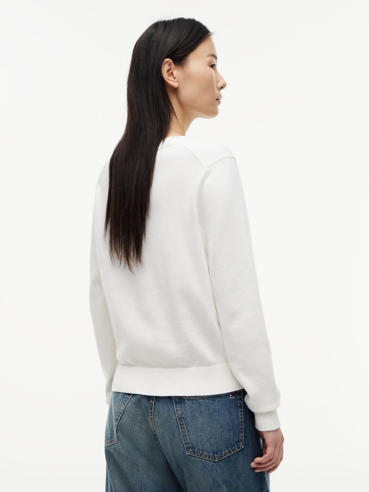 Intarsia Flag Logo Sweater — Ivory Silk