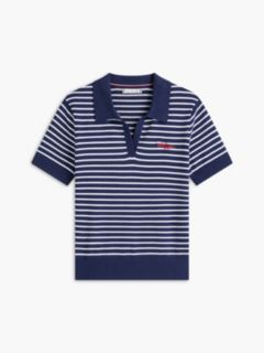 Hilfiger Script Striped Sweater Polo — Preppy Navy 5