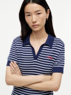 Hilfiger Script Striped Sweater Polo — Preppy Navy 3