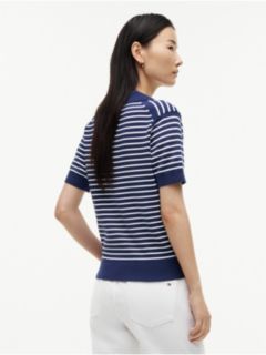 Hilfiger Script Striped Sweater Polo — Preppy Navy 4