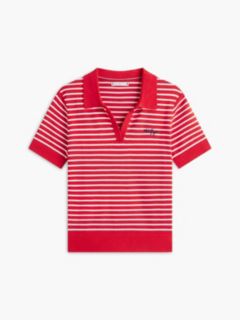 Hilfiger Script Striped Sweater Polo — Primary Red 5