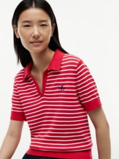 Hilfiger Script Striped Sweater Polo — Primary Red 3