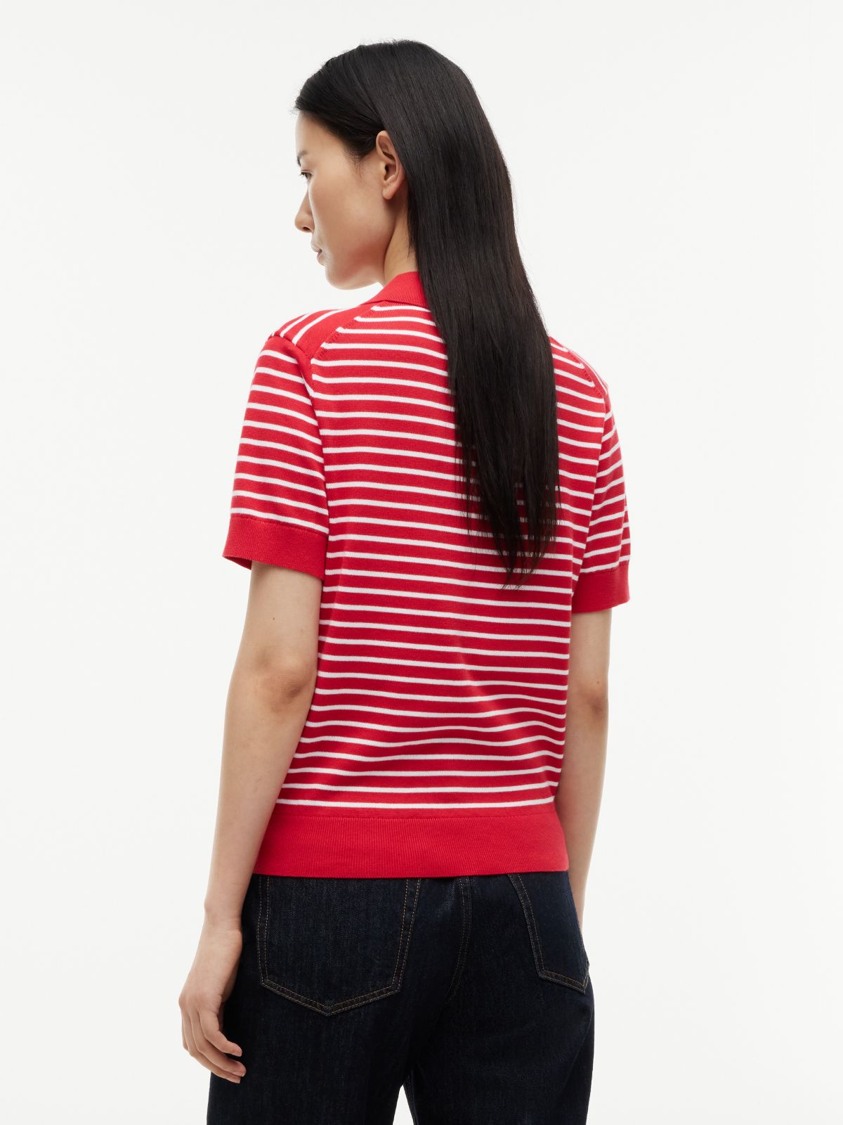 Hilfiger Script Striped Sweater Polo — Primary Red