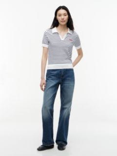 Hilfiger Script Striped Sweater Polo — Optic White 2