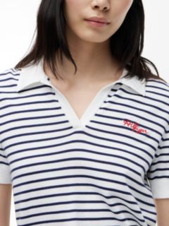 Hilfiger Script Striped Sweater Polo — Optic White 3