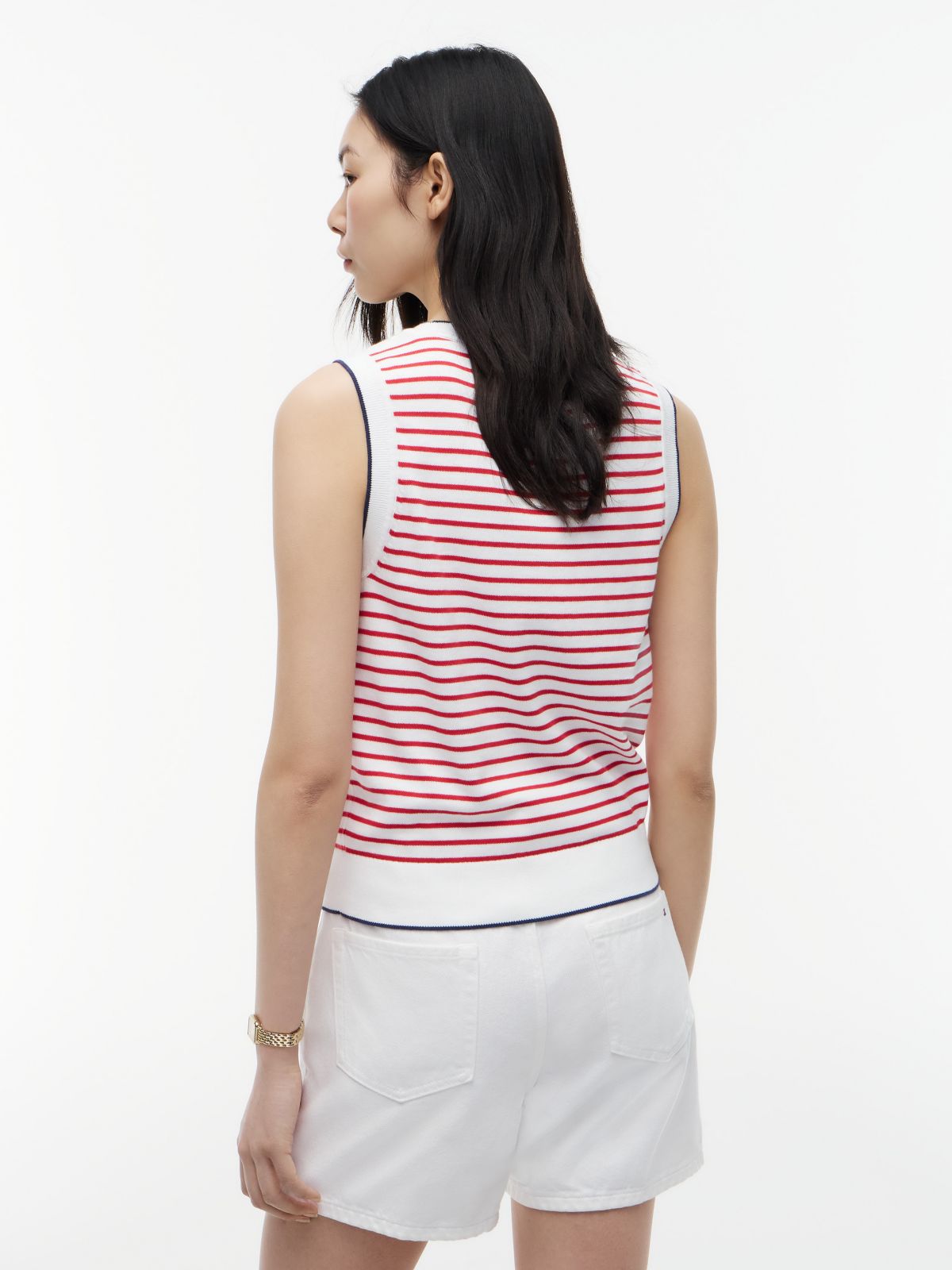 Hilfiger Script Striped Sweater Vest — Primary Red