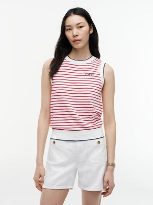 Hilfiger Script Striped Sweater Vest, Primary Red