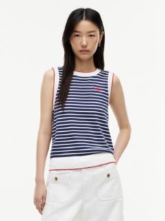 Hilfiger Script Striped Sweater Vest — Optic White 1