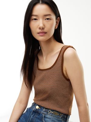 Женские топы Tommy Hilfiger Striped Pointelle Square-Neck Tank Top — фото 3