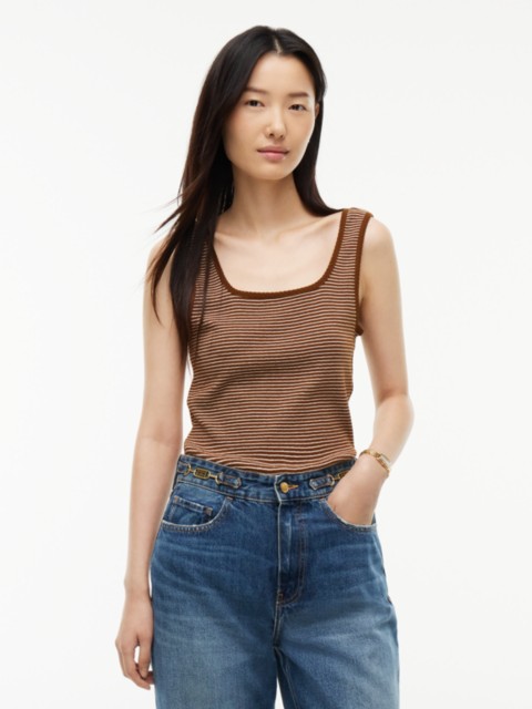 Женские топы Tommy Hilfiger Striped Pointelle Square-Neck Tank Top