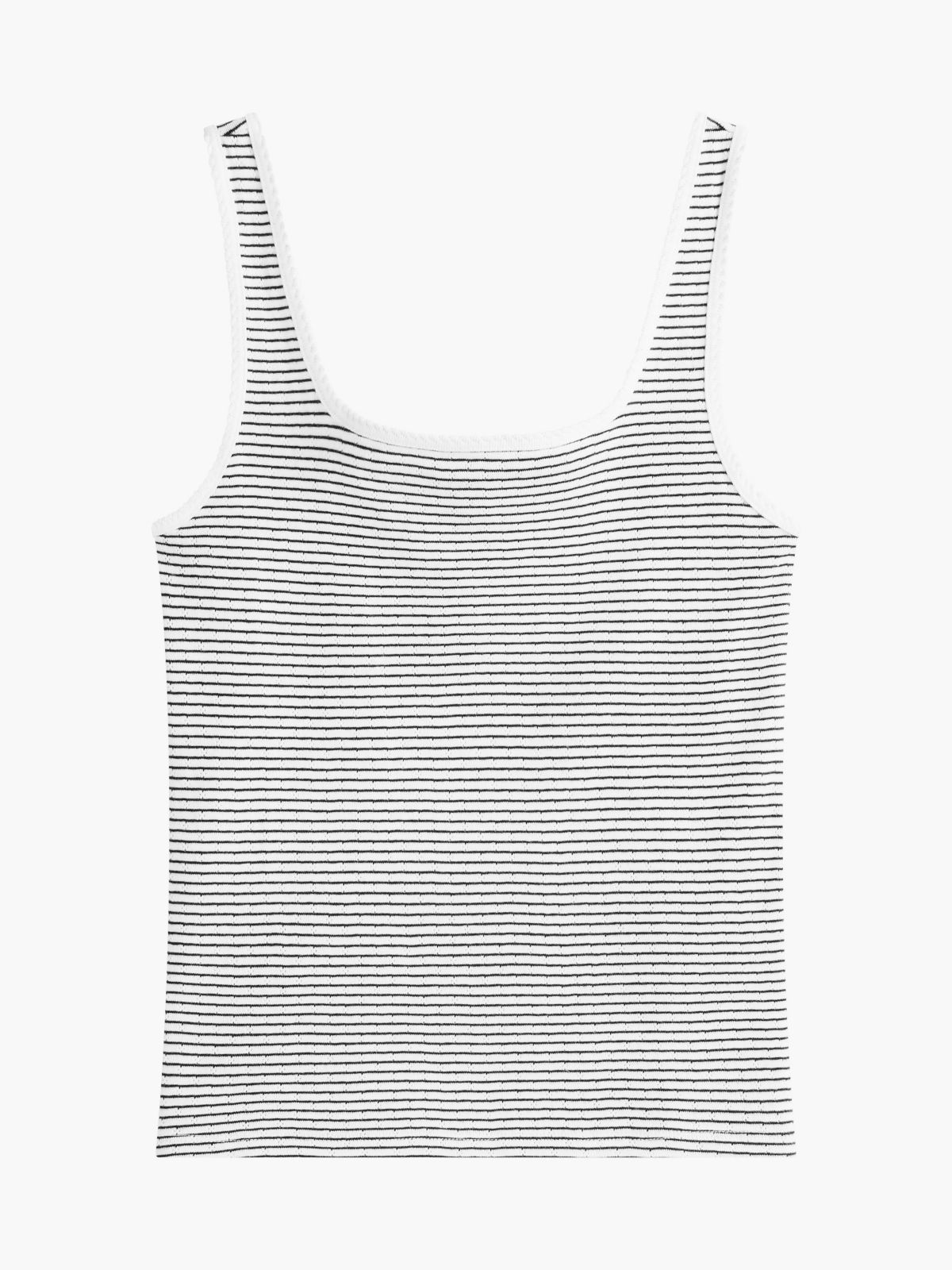 Striped Pointelle Square-Neck Tank Top — Ivory Silk