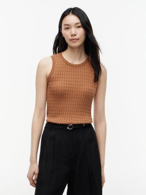 Slim Fit Cable Knit Tank Top, Summer Cognac