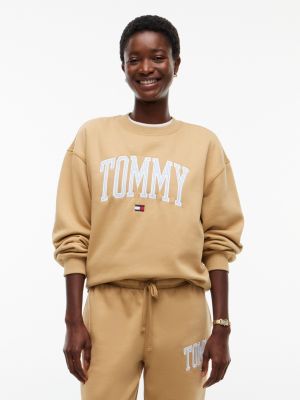 Varsity Tommy Logo Crewneck Sweatshirt, Classic Khaki