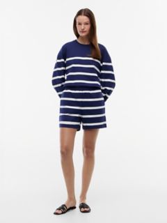 Striped 5" Sweatshort — Preppy Navy 2