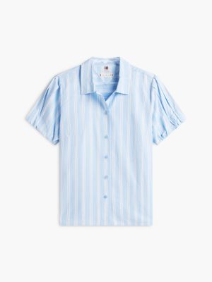 Женские рубашки Tommy Hilfiger Puff-Sleeve Striped Poplin Shirt — фото 5