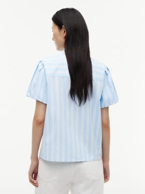 Женские рубашки Tommy Hilfiger Puff-Sleeve Striped Poplin Shirt — фото 4