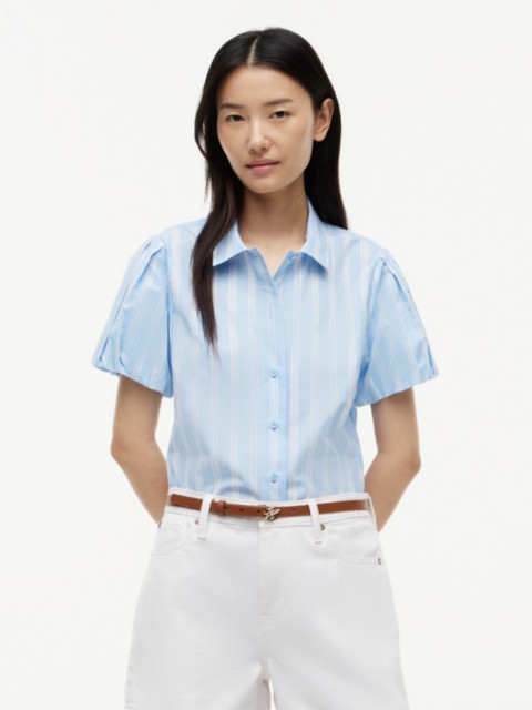 Женские рубашки Tommy Hilfiger Puff-Sleeve Striped Poplin Shirt